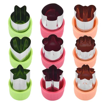Taglierina per verdure a forma di cuore a stella Manico in plastica 3 pezzi Strumenti di cottura portatili Utensili da cucina per frutta in acciaio inossidabile Gadget da cucina 1