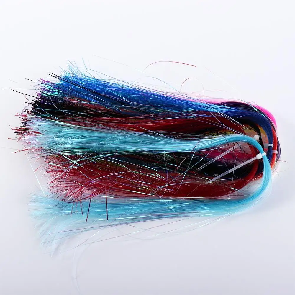 400-500 Strands Fly Fishing Tinsel Assist Hooks Shinning Film Line DIY Fishing Jig Hook Streamer Flies Fishing Lure