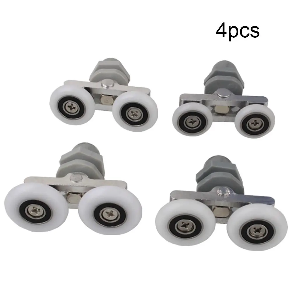 Wheels Shower Door Rollers Sliders Smooth Tool Twin Bottom Wear-Resistant 19/23/25/27mm Dia 4pcs Bathroom Household