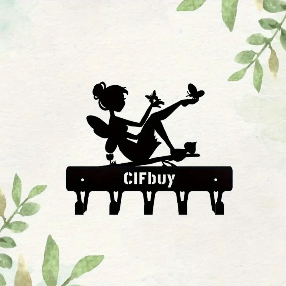 Enhance Your Space with Cute Butterfly Fairy On Branch Steel Silhouette Metal Wall Art-Ideal for Home and Garden Decor