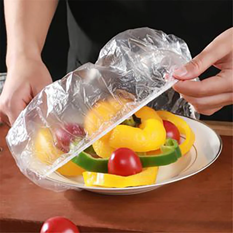 Disposable Food Cover Plastic Wrap Elastic Food Lids Bowls Caps Storage Kitchen Fresh Keeping Saver Bag 50/100Pcs disposable food cover