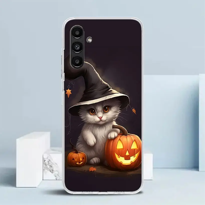 Spooky Black Kitten & Pumpkin Halloween Phone Case