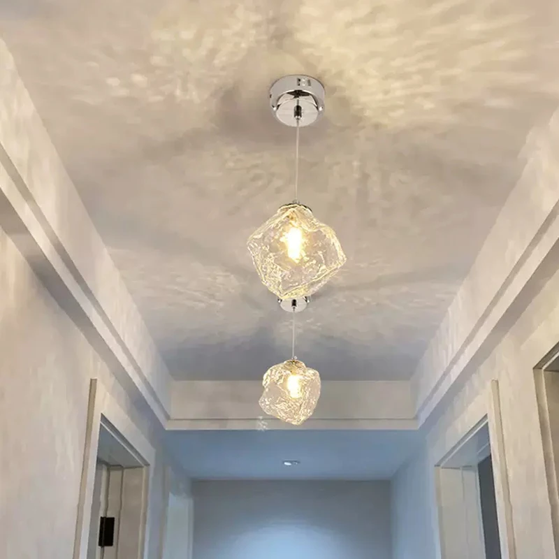

LED Modern Glass Chandeliers Ice Block Design Pendant Lamp for Living Dining Room Aisle Corridor Lamp Indoor Decor Lighting