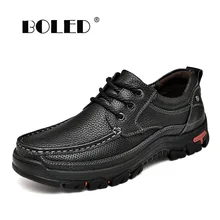 

High Quality Casual Shoes Genuine Leather Men Flats Soft Outdoor Anti-slip Resistent Men Shoes Lacing Retro Formal Shoes Men