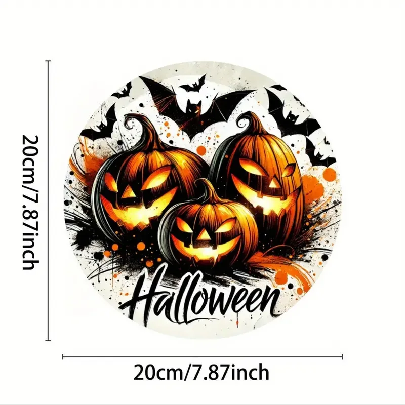 1 x 2D-Halloween-Party-Thema, Holzschild, Dekoration für Zuhause, Tür/Wandbehang – Kürbis-Hexe-Fledermaus-Designs, Dekorationen – Detail 31
