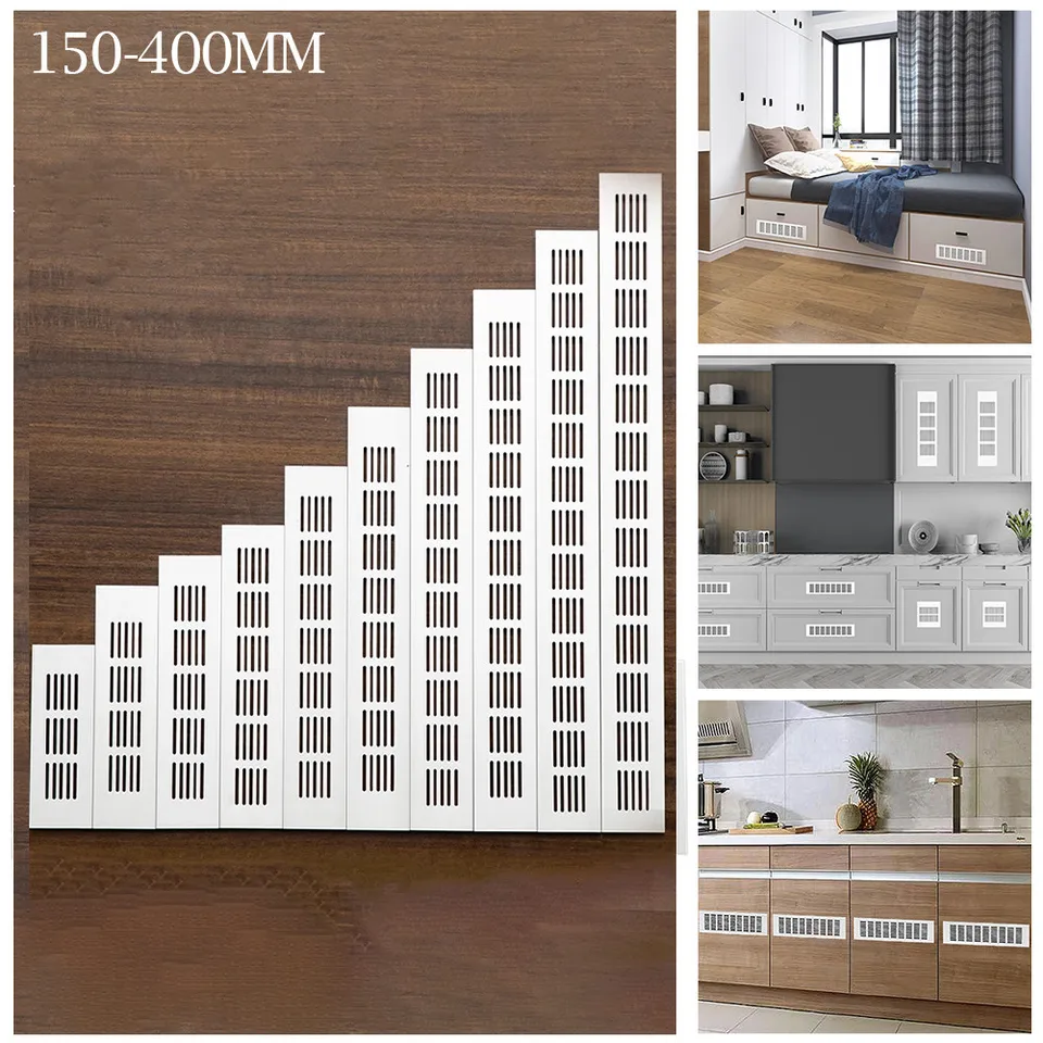 Uxcell 4pcs Aluminum Alloy Ventilation Grilles - 8.86x1.97 Inch Rectangle Air Vent Cover For Cabinet, Wardrobe - View #13