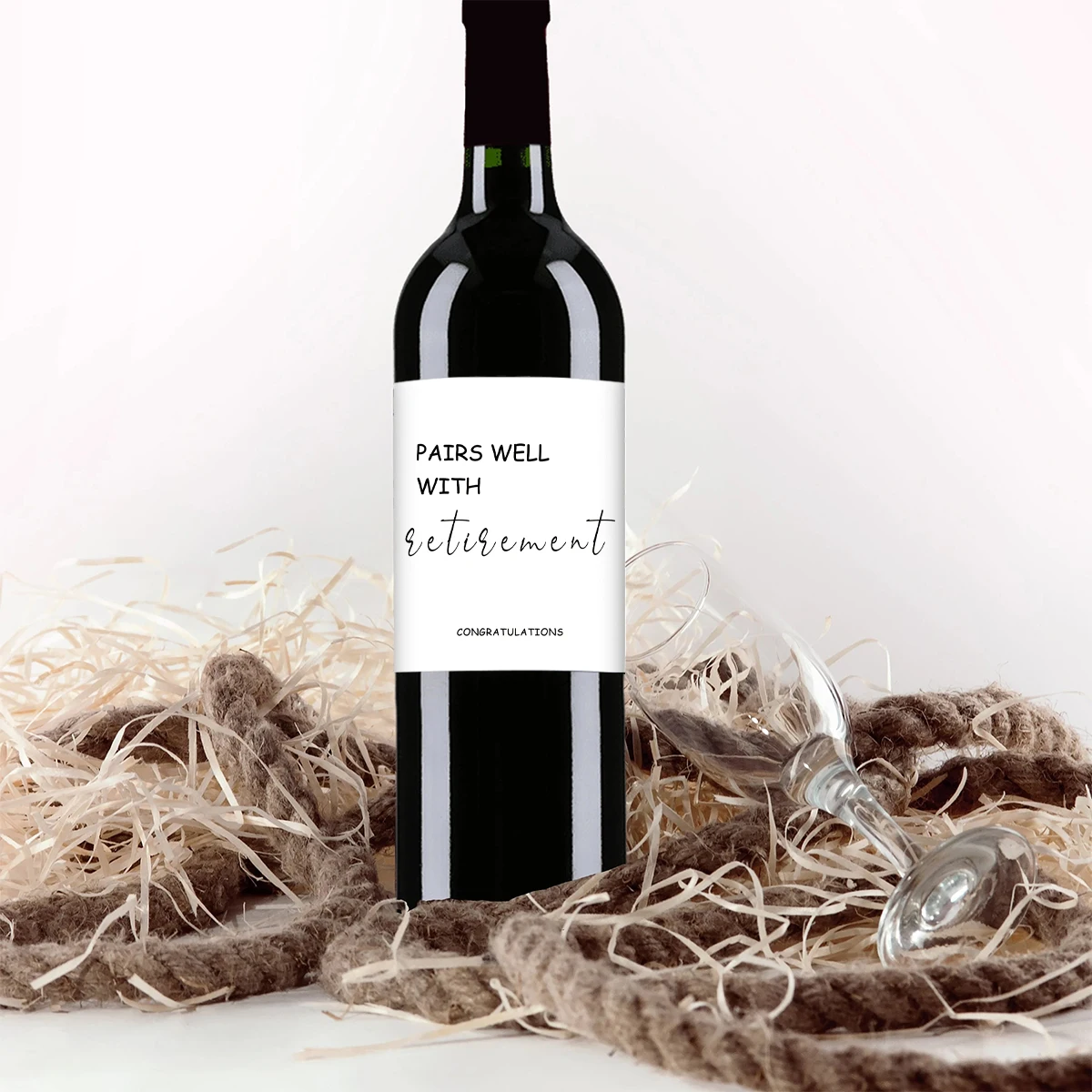 4-Pack Humorous Wine Bottle Stickers – Funny Retirement-Themed Self-Adhesive Labels for... - SKU HWBS1758 - UGI Packaging