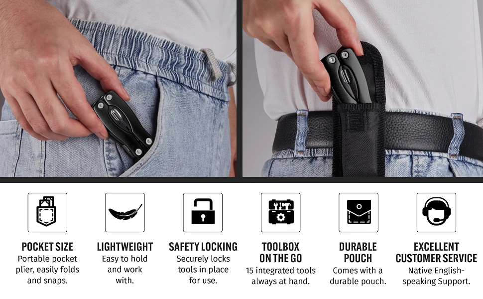 Portable Pocket Multitool Pliers Knife Screwdriver Hand Tool for Outdoor Survival Camping Hunting and Hiking with Nylon Sheath