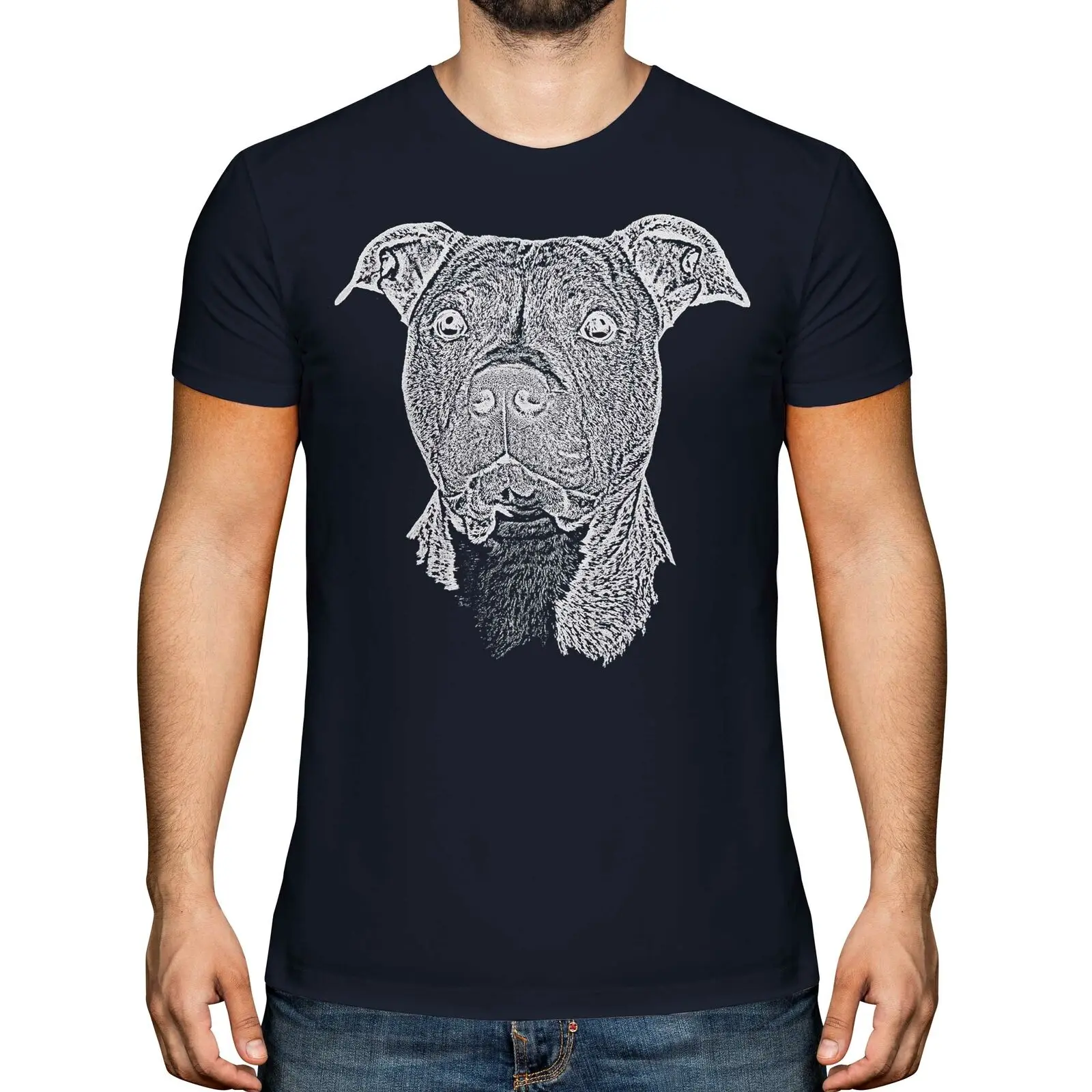 Stafter Bull Terrier Sketch T-Shirt Da Uomo Top Great Gift Dog Staffie Stamy