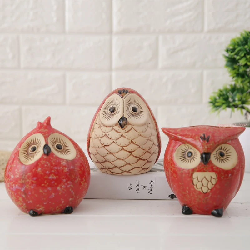 

American Children Piggy Bank Cute Cartoon Owl Ceramic Piggy Bank Decoration Decoration Change Storage Box Birthday Gift