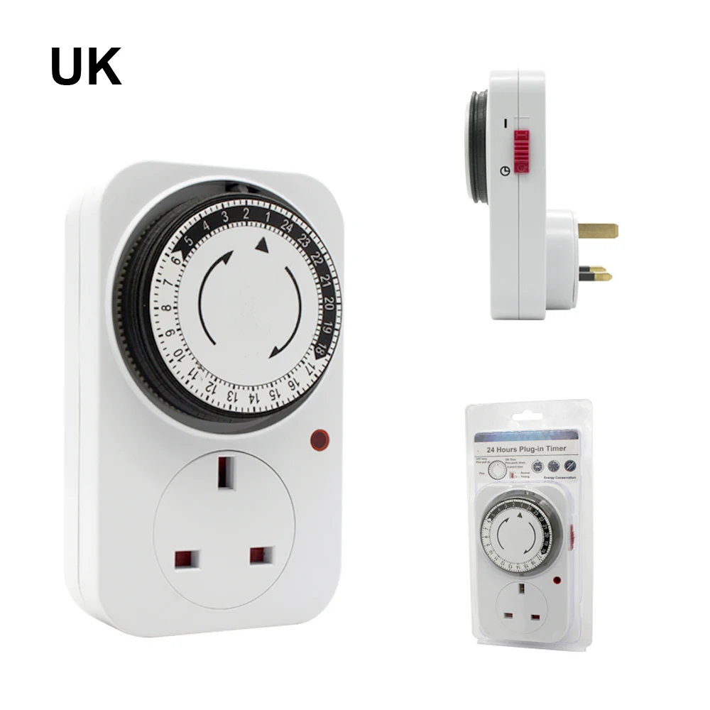 ManHua 24 Hour Europe Plug EU UK plug TG14 TG44 Programmable Mechanical Timer Switch Universal Socket Timer 220V 16A 4