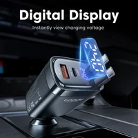 Toocki 105W Car Charger USB C Retractable Cable