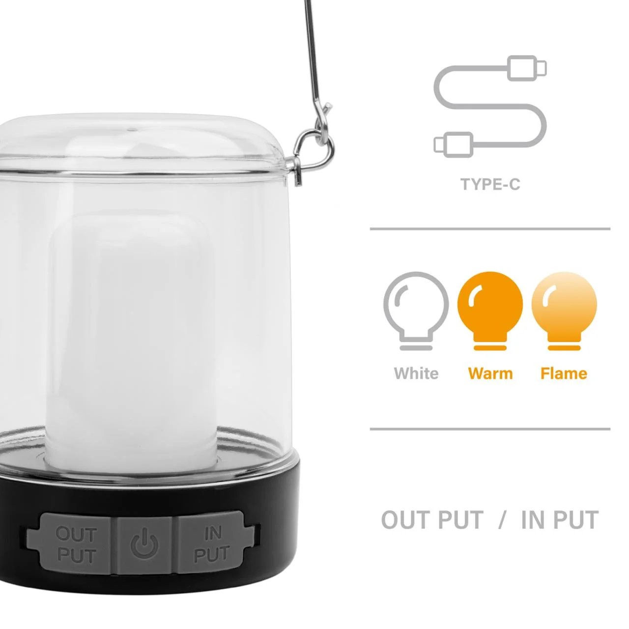 Outdoor Camping LED Flashlight Touch 3 Colors USB Rechargeable Portable LED Tent Lantern Outdoor Portable Emergency Light Bulb