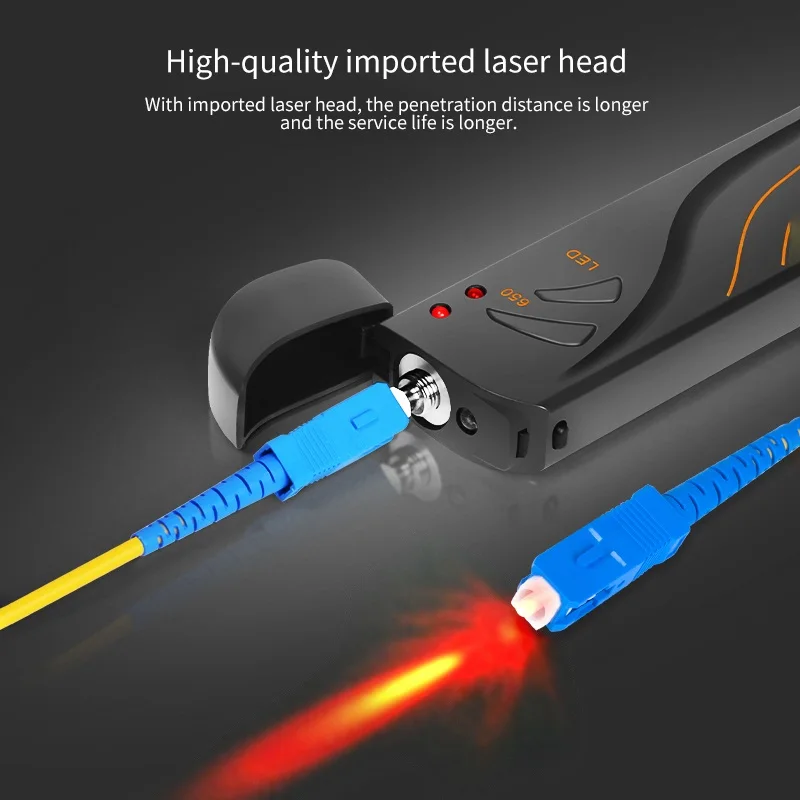 Optical Fiber 10Km to 15Km Red Laser Pen Visual Fault Locator FTTH Fiber Optic VFL Test USB Charge LED Lighting Pen