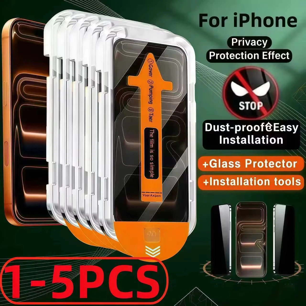 Protecteur d'écran en verre trempé avec revêtement oléophobe 8K, 1 à 5 pièces, pour iPhone 17 Pro Max/17 Pro/17 Air, sans poussière, installation facile