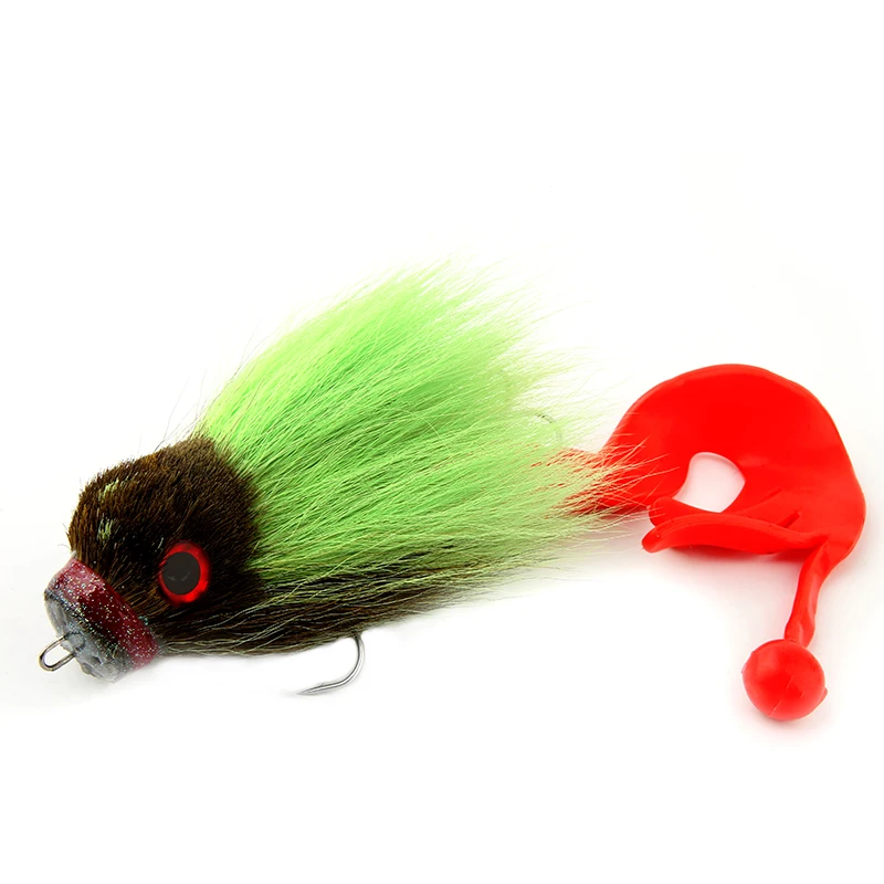 Ardea Pike Fly Fishing Big mouse Deer Hair fishing lure bucktail tail  Silicone lure Head Dry Fly Hooks Artificial winter bait