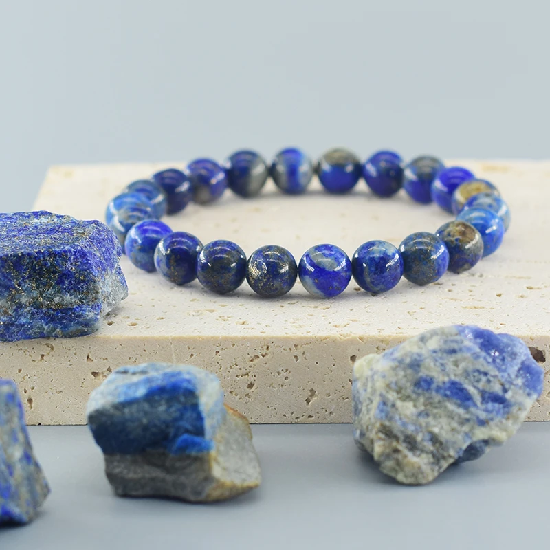 Real 5a Natural Lapis Lazuli Steen Kralen Armband Homme Elastische Hoge Kwaliteit Energie Helende Sieraden Voor Vrouwen Cadeau Voor Vriendje