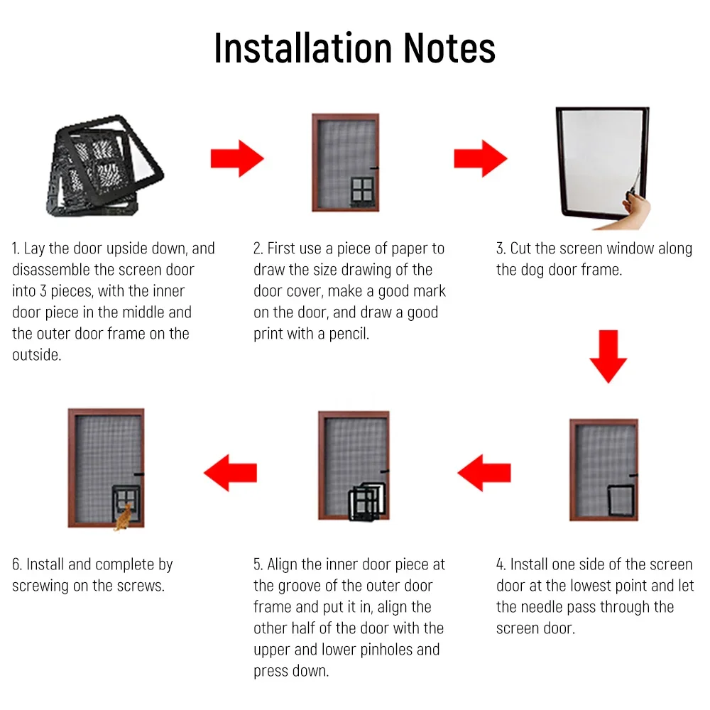 Pet Screen Door Dog Fence Home Automatic Flap Door Gate Kit Cat Dogs Flap Doors Foldable Plastic Pet Dog Cat