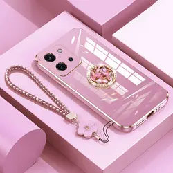 Custodia per anello di diamante di lusso con supporto e lanyard per smartphone