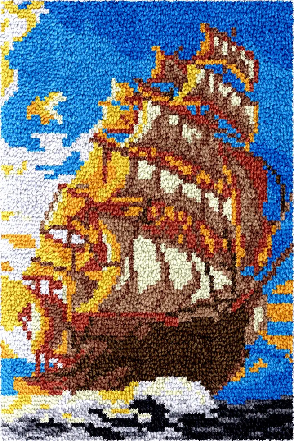 Ocean sailboat Latch Hook Rug Kits for Adults Carpet Hat with Printed  plastic canvas diy making tapestry Home Decoration smyrna