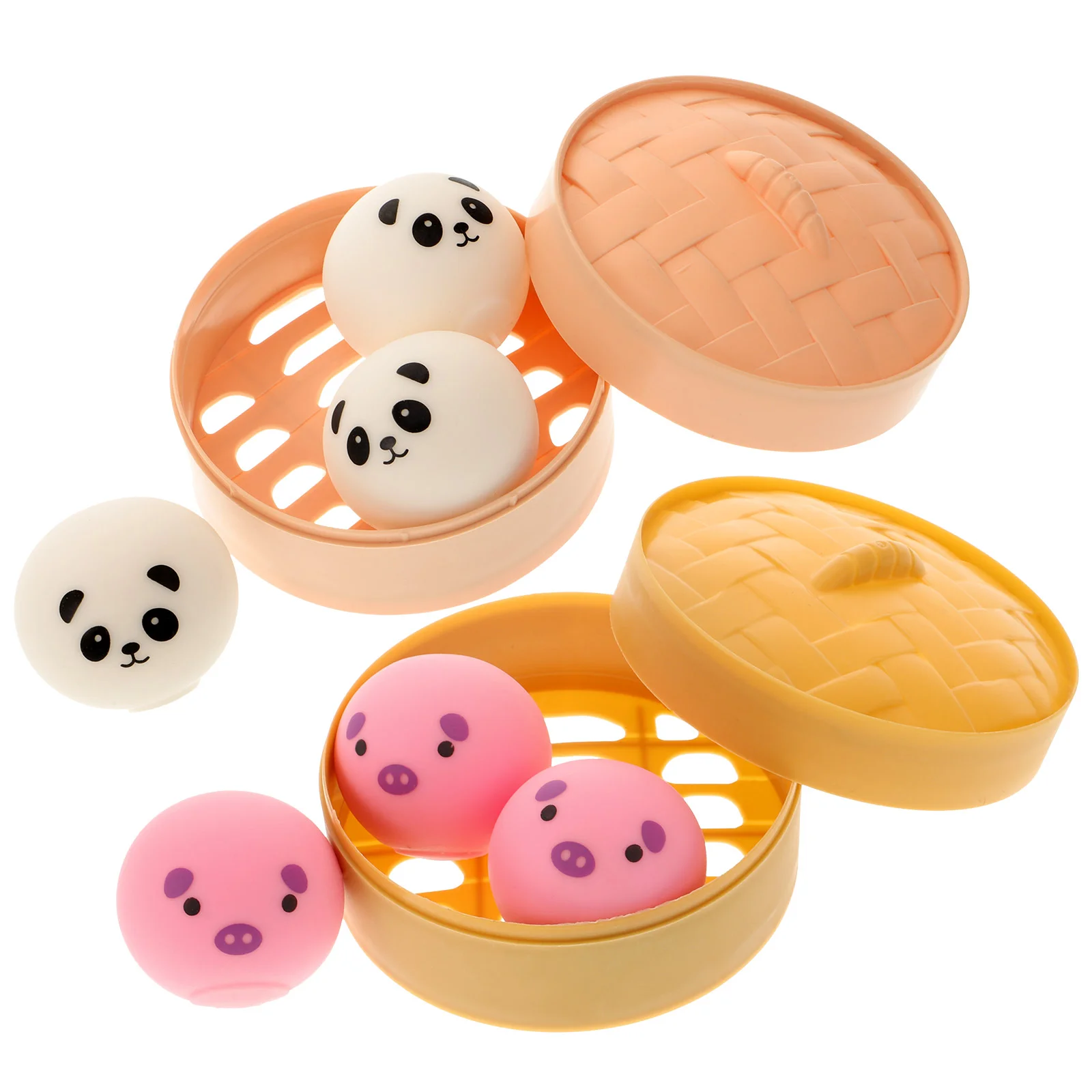 

2 Sets Pinch Music Kids Toys Food Squeeze Simulation Bun Plastic Steamed Child Party Tricky Props