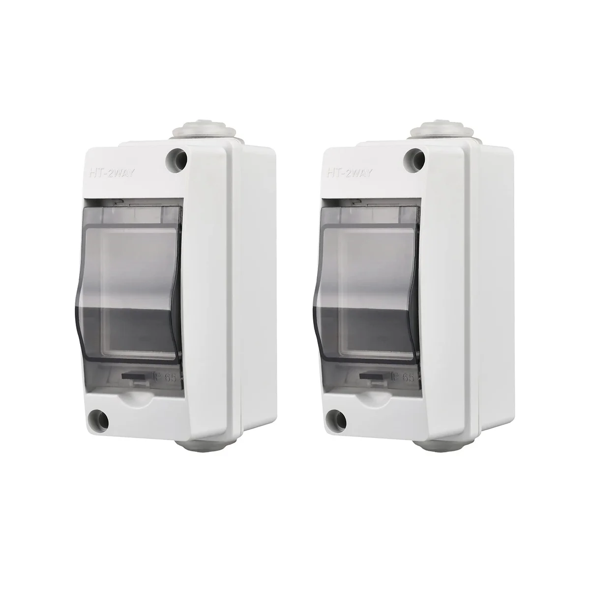 

2 Way Distribution Protection Box, Waterproof Transparent Cover 2 DIN Rail Outdoor Distribution Junction Box 2Pcs
