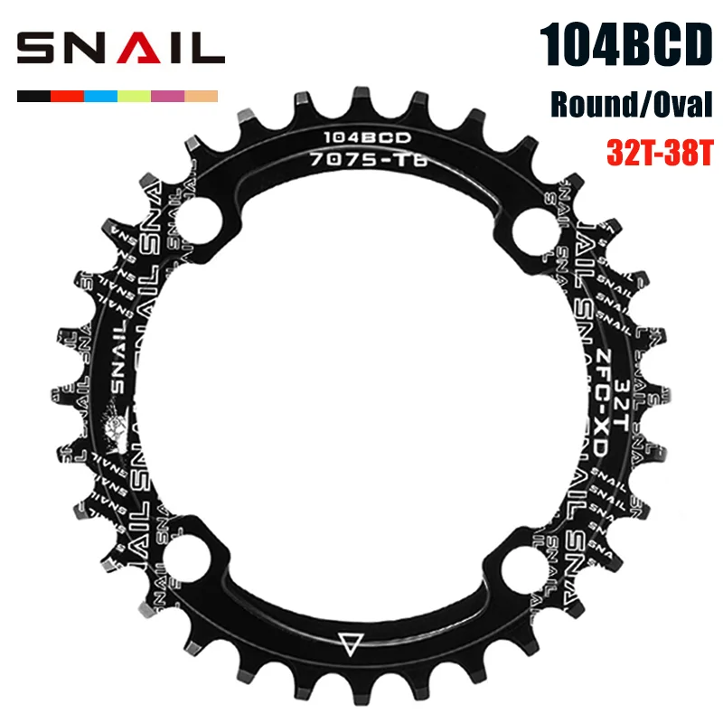 

SNAIL 104BCD Crown Round/Oval Chainwheel 32T/34T/36T/38T Narrow Wide Chainring for M370 M410/M610/M670/M780/IXF MTB Crankset