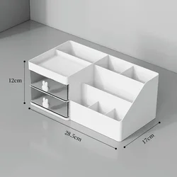 Spacious Cosmetic Organizer with Drawers for Vanity or Desktop Storage (White)
