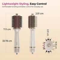 GOMYTH V1 Brosse chauffante et sèche-cheveux 5-en-1, ions négatifs anti-frisottis, 1200W, 3 vitesses et 4 réglages de température, brosse en céramique pour volume à la racine, lissage, démêlage, brillance pour tous types de cheveux 4