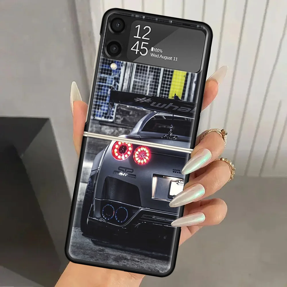 GTR 스포츠카 JDM 하드 PC 폰 케이스 삼성 갤럭시 Z 플립 7 6 5 4 3 블랙 ZFlip7 ZFlip6 Flip5 Flip4 Flip3 5G 프린트 커버 Ga