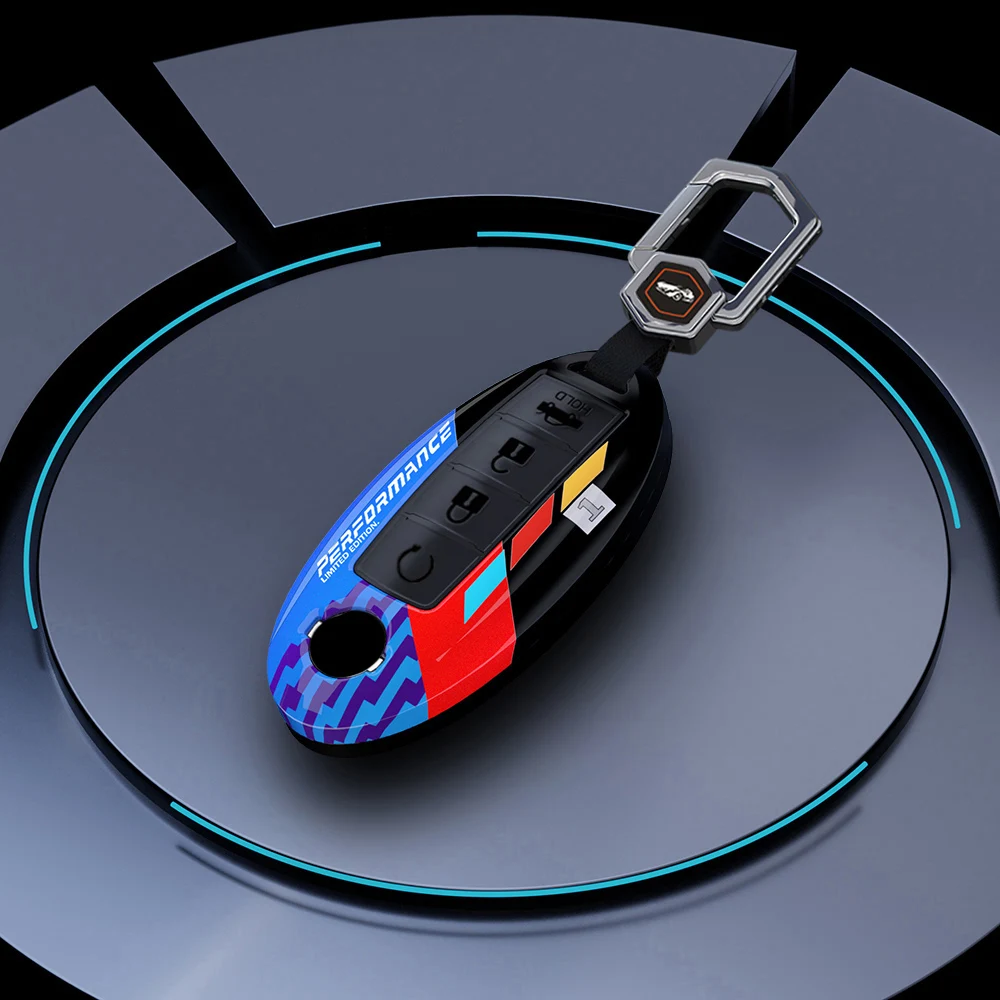 Premium Carbon Fiber Car Key Case Cover - 4-Button Protection