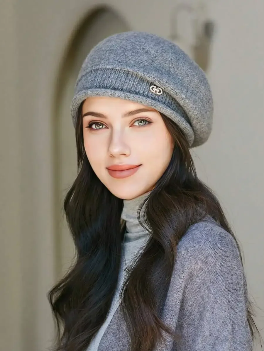 Women's Beret Hat Elegant Autumn Winter Warm Painter Style_voghion.com