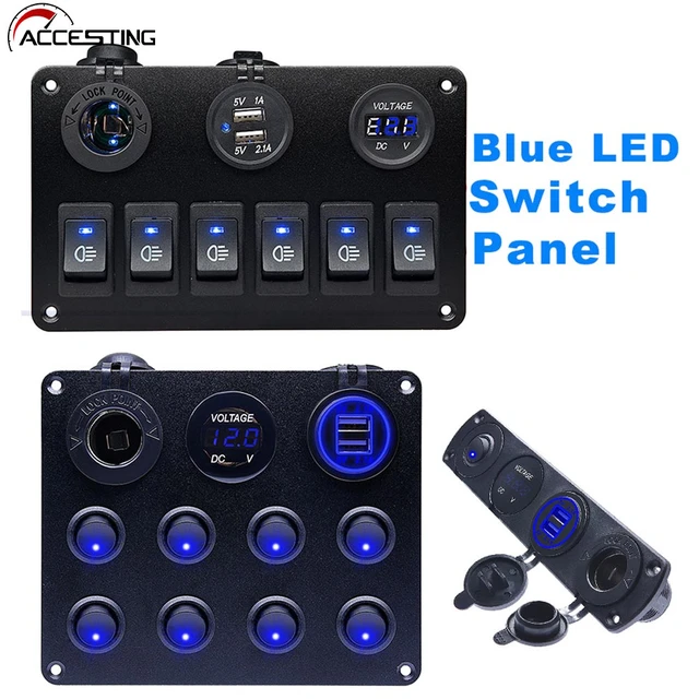 12V Auf/Ab Wipp schalter links/rechts blau LED Licht & Gehäuse Panel Mount  Set wasserdicht IP68 für Auto Marine Boot LKW - AliExpress