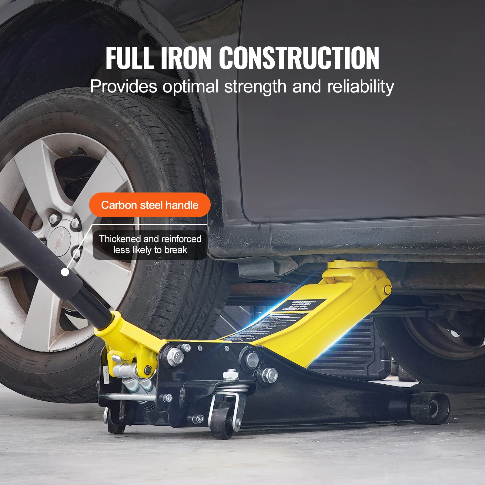 Iron Hydraulic Low Profile Floor Jack for Car Maintenance
