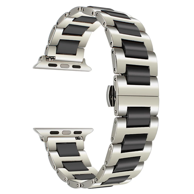 Ceramic Metal Strap For Apple Watch Ultra 49mm Belt 8 7 45mm 41mm Stainless Steel Bracelet band iWatch 6 5 4 SE 44mm 40mm 3 42mm