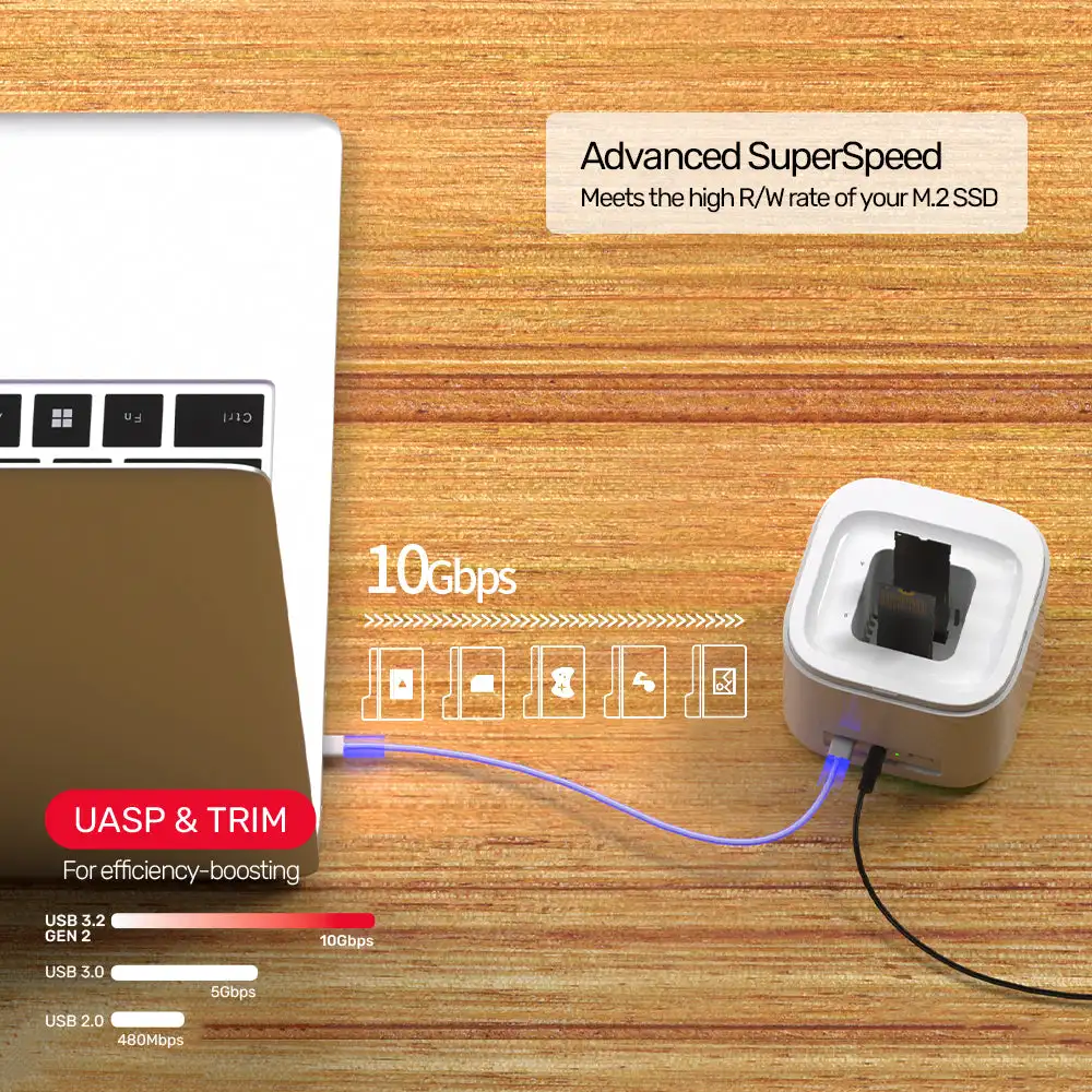 UNITEK-  M2 ŷ ̼ USB 3.2 Gen2 10Gbps USB-C PCIe NVMe M.2 SSD UASP Ʈ ŷ ̼ ( Ŭ )