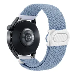 Nylon Braided Watch Strap - 20mm/22mm Adjustable Bracelet - Galaxy 4 - 4 Classic (Light Blue)