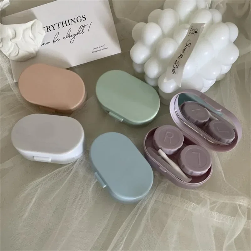 Contact Lens Case Compact Mini Korean Solid Color Girl Heart Care Case Contact Lens Companion Case