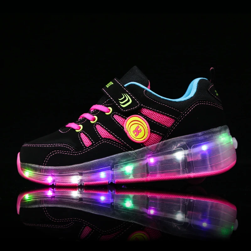 Wheels, luz led rosa dourada, sapatos de