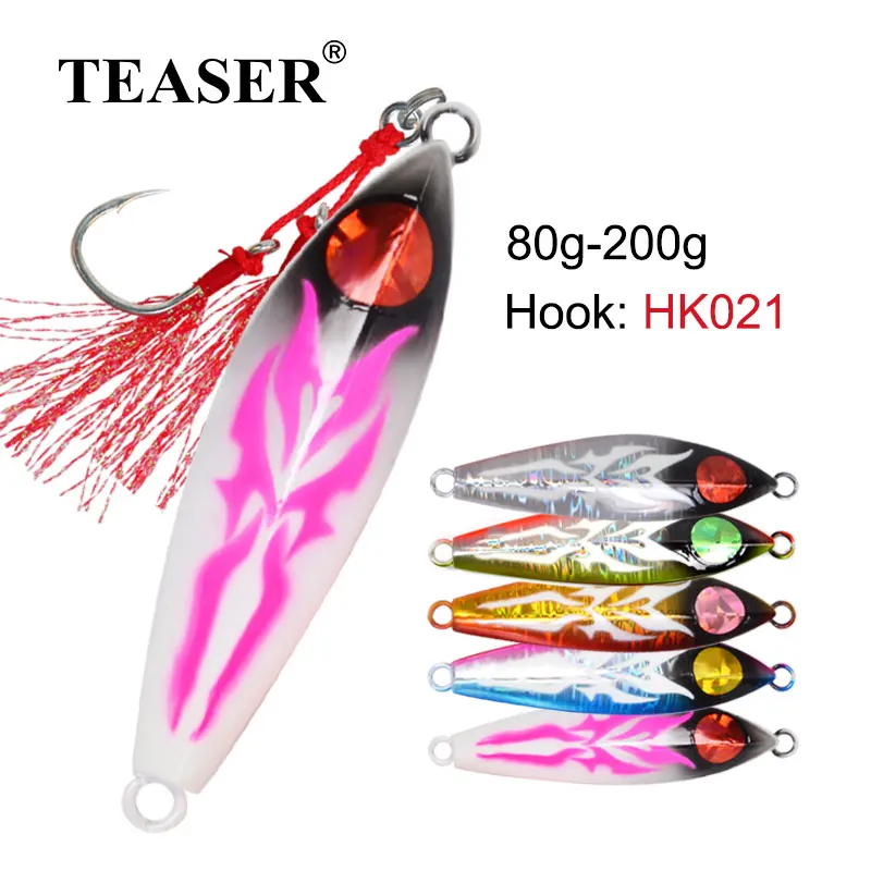 

Медленно тонущий металлический джиг-приманка TEASER Jack Eye80g 120g 150g 200g, вертикальная плоская морская приманка для окуня, берега, забрасываемая рыболовная приманка, снасть с крючком