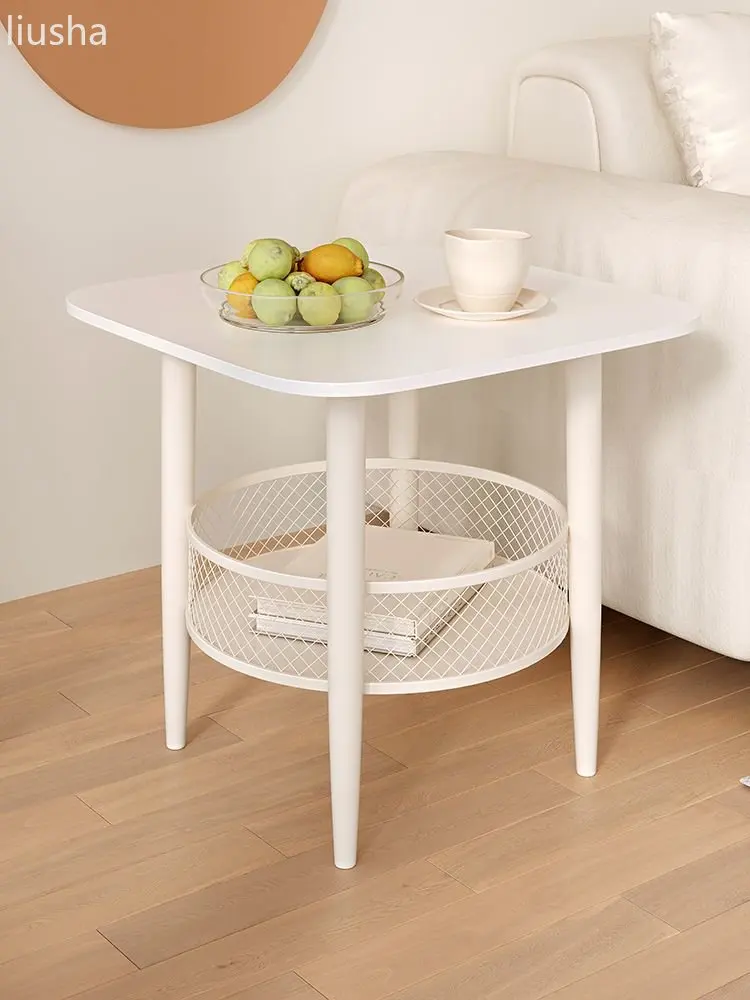 Highgrade cream wind side table pure white slate modern simple square