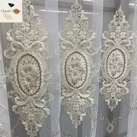 Luxurious Style Tulle Curtain for Living Room Bedroom Embroidery Flower Indoor Decorative Window Sheer Home Customize 1