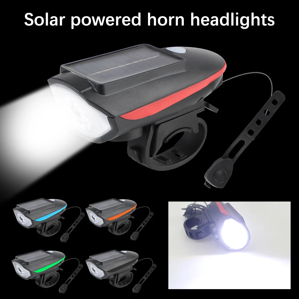 Solar Bicycle Light For Bicycle Motorcycle Bike Electric Bell High Brightness Front Searchlight Night Light with Horn