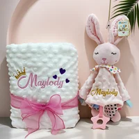 Personalised Decoration Doudou Blanket Set Swaddle Stroller Crib Sleepping Cover for Baby Birth Gift Newborn Shower Gifts