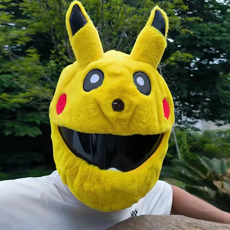 

Pokemon Pikachu Stitch Helmet Cover Suitable For Motorbike Full Face Helmet Plush Protective Cover Decoration dress up hood