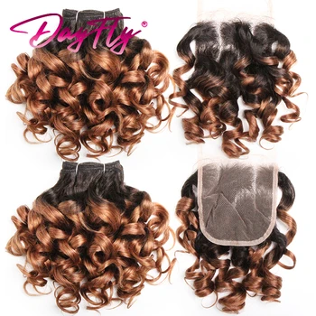 Hair Bundles With Closure Natural Brazilian Hair Weave Bundles With Closure 4x4 Short Ombre Loose Wave Bundles With Lace Closure