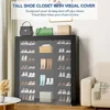 Large Shoe Rack with Visual Cabinet Door Holds 32-38 Pairs 8 Boot Storage Cells Sturdy Shoe Organizer Cabinet 4