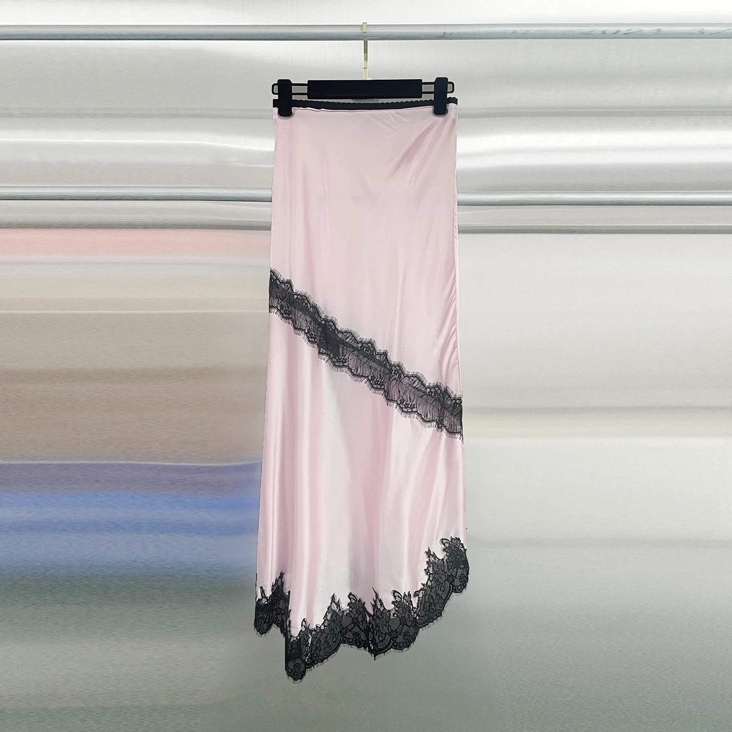 CHICEVER Hit Color Sexy Patchwork Lace Hollow Skirts For Women High Waist Split Temperament Asymmetrical Midi Skirt Female Style