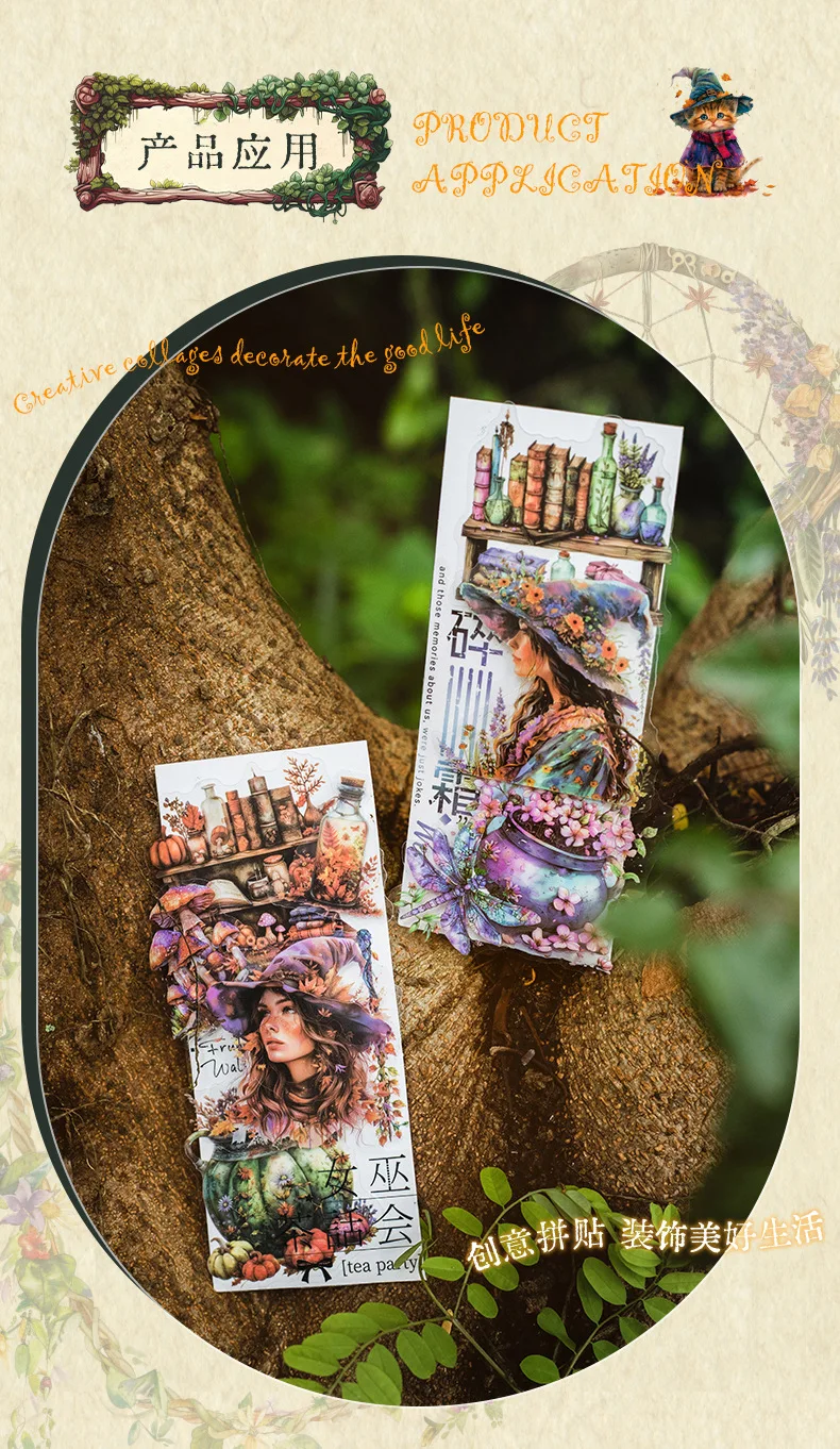 30pcs/lot Kawaii Stationery Stickers woodland witch Junk journaling stickers Planner Decorative Mobile Scrapbooking Supplies