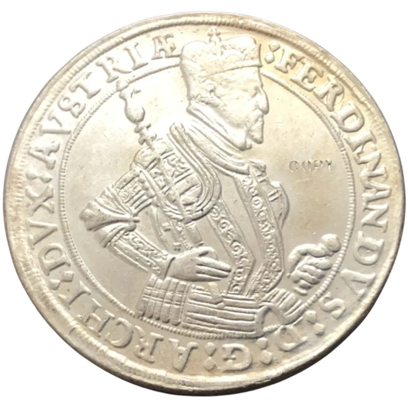 

Austria: years:( 1564-1595 ) 1 Taler - Ferdinand II hall mint Silver Plated Copy Coin